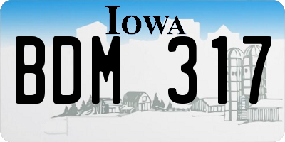IA license plate BDM317