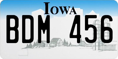 IA license plate BDM456