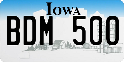IA license plate BDM500