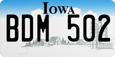 IA license plate BDM502