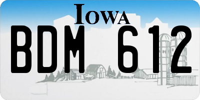 IA license plate BDM612