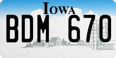 IA license plate BDM670