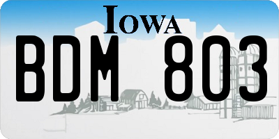 IA license plate BDM803