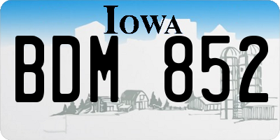 IA license plate BDM852