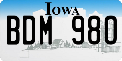 IA license plate BDM980