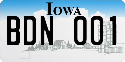 IA license plate BDN001