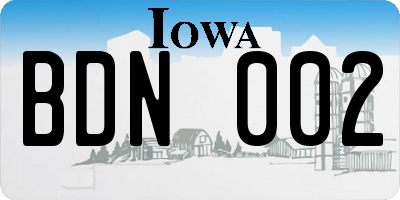 IA license plate BDN002