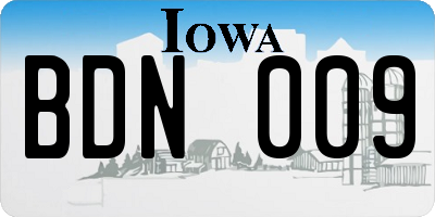 IA license plate BDN009
