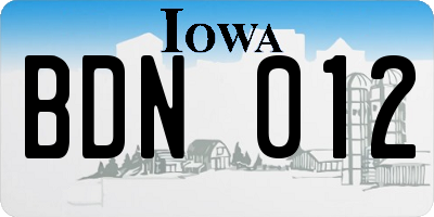 IA license plate BDN012