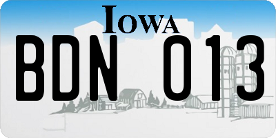 IA license plate BDN013
