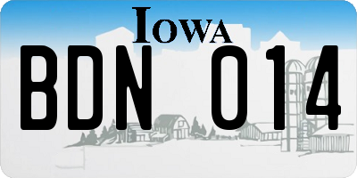 IA license plate BDN014