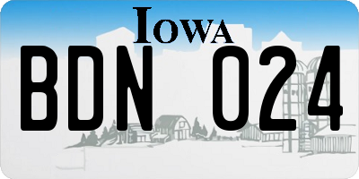 IA license plate BDN024