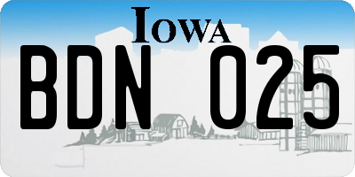 IA license plate BDN025