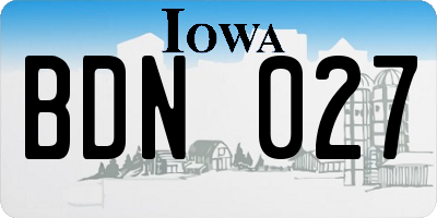 IA license plate BDN027