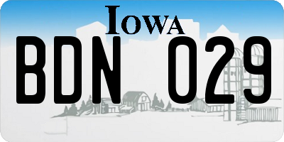 IA license plate BDN029