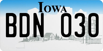 IA license plate BDN030