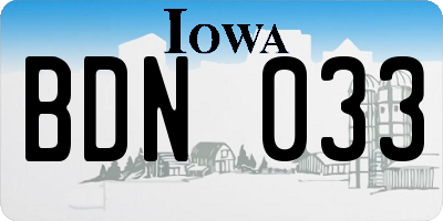 IA license plate BDN033