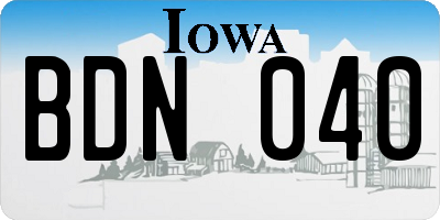 IA license plate BDN040