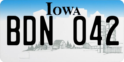 IA license plate BDN042
