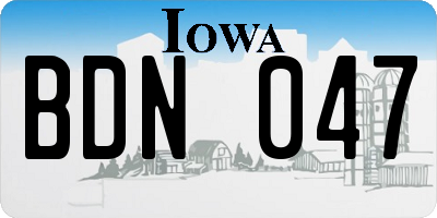 IA license plate BDN047