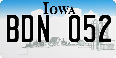 IA license plate BDN052