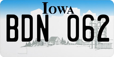 IA license plate BDN062