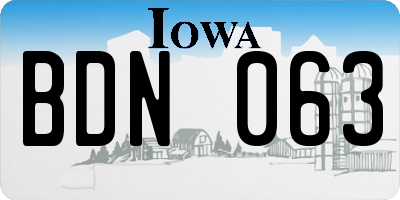 IA license plate BDN063
