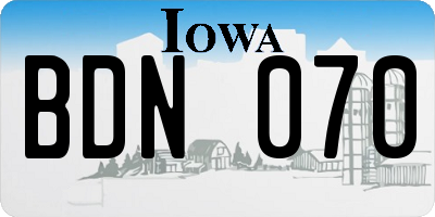IA license plate BDN070