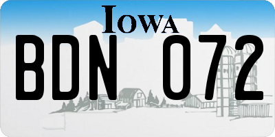 IA license plate BDN072