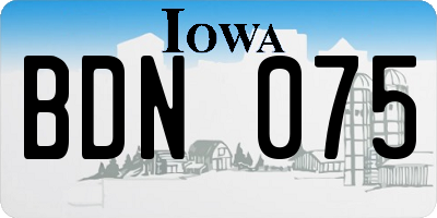 IA license plate BDN075