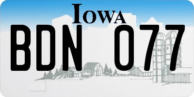 IA license plate BDN077