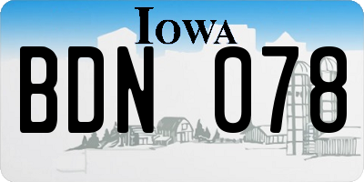 IA license plate BDN078