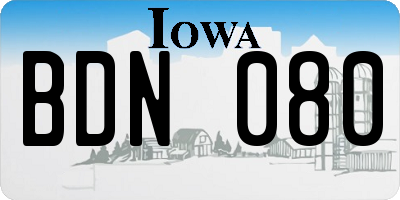 IA license plate BDN080