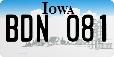 IA license plate BDN081