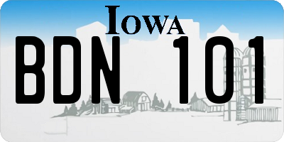 IA license plate BDN101