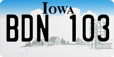 IA license plate BDN103