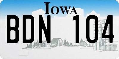 IA license plate BDN104