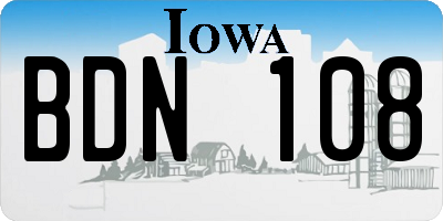 IA license plate BDN108
