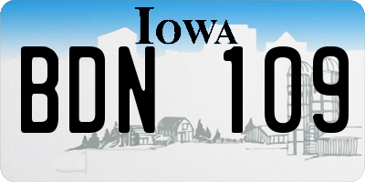 IA license plate BDN109