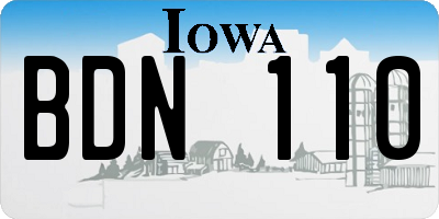 IA license plate BDN110