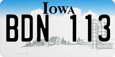 IA license plate BDN113