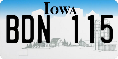 IA license plate BDN115