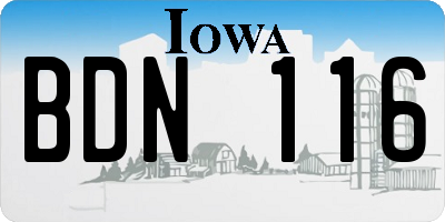 IA license plate BDN116