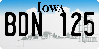 IA license plate BDN125