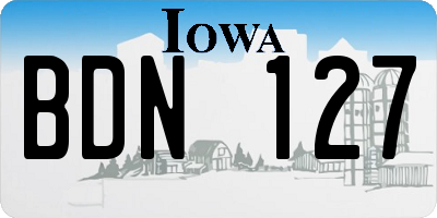 IA license plate BDN127