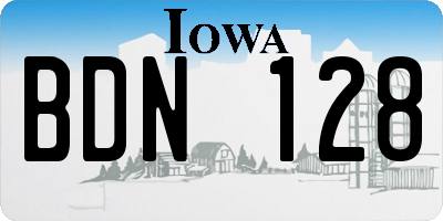 IA license plate BDN128