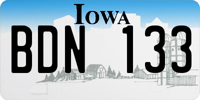 IA license plate BDN133