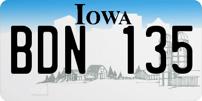 IA license plate BDN135