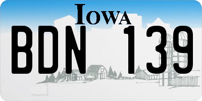 IA license plate BDN139