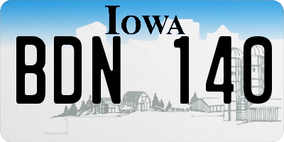 IA license plate BDN140